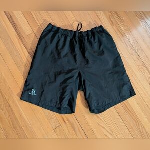 Salomon Black Athletic Shorts with Reflective Logo